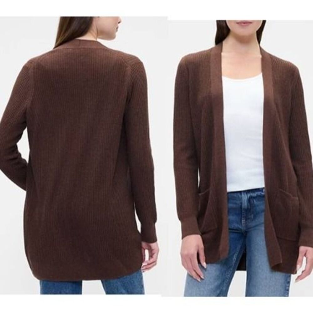Gap Relaxed Shaker Stitch Open Front Cardigan Soft Knit Cotton Blend